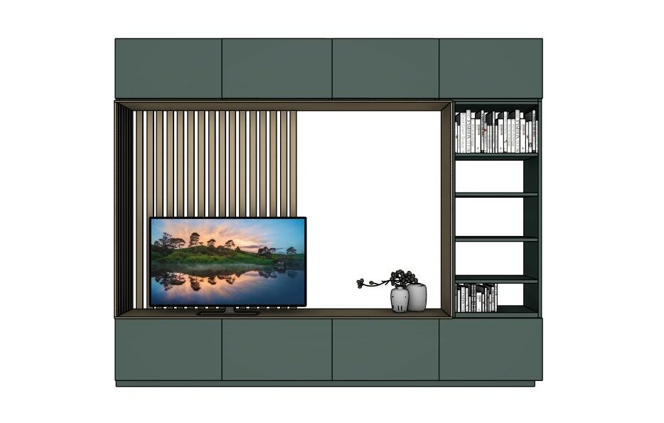 Meuble TV sur mesure biface avec rangements intégrés
